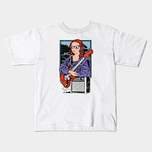 Funny Mona Lisa Bass Player // Bass Guitar Funny Parody Art Kids T-Shirt